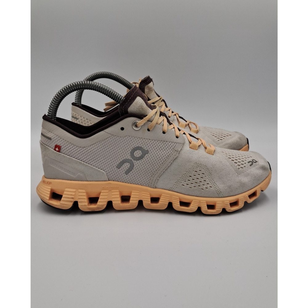 Size 6.5 - On Cloud X Women's Silver Almond Running Training Sneakers Athletic - Picture 6 of 8